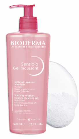 BIODERMA product photo, Sensibio Gel moussant 500ml, mousse per pelle sensibile